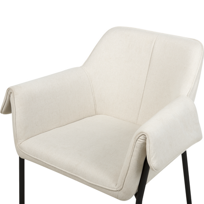 Armchair Light Beige Fabric Upholstery Black Legs Retro Glam Modern Living Room Chair