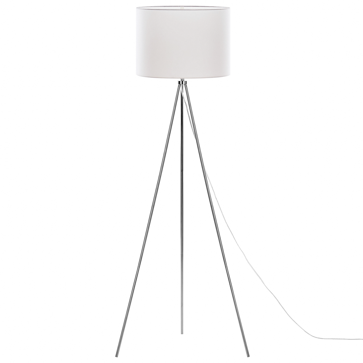 Floor Lamp Silver Tripod 148cm With White Drum Shade