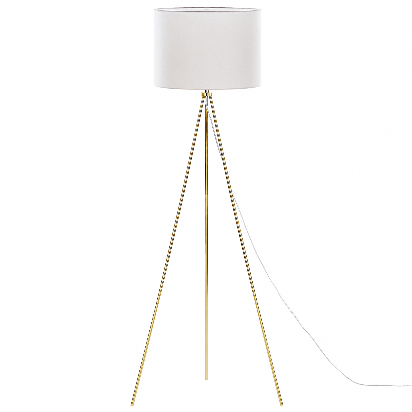 Home Gold Tripod Floor Lamp 148cm With White Drum Shade