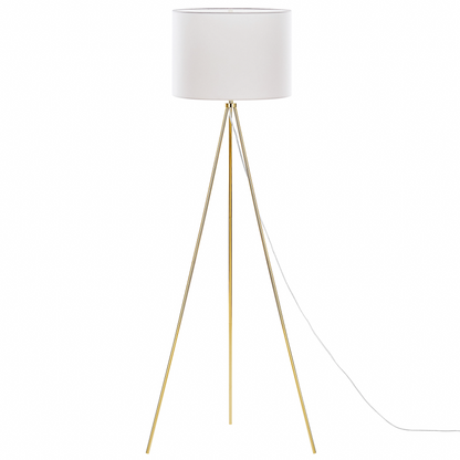Home Gold Tripod Floor Lamp 148cm With White Drum Shade