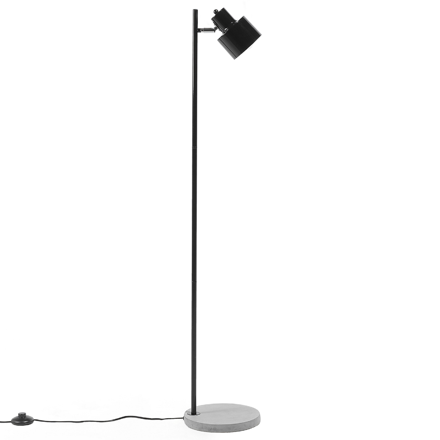 Floor Lamp Black Metal With 149cm Concrete Base And Adjustable Shade Industrial Design