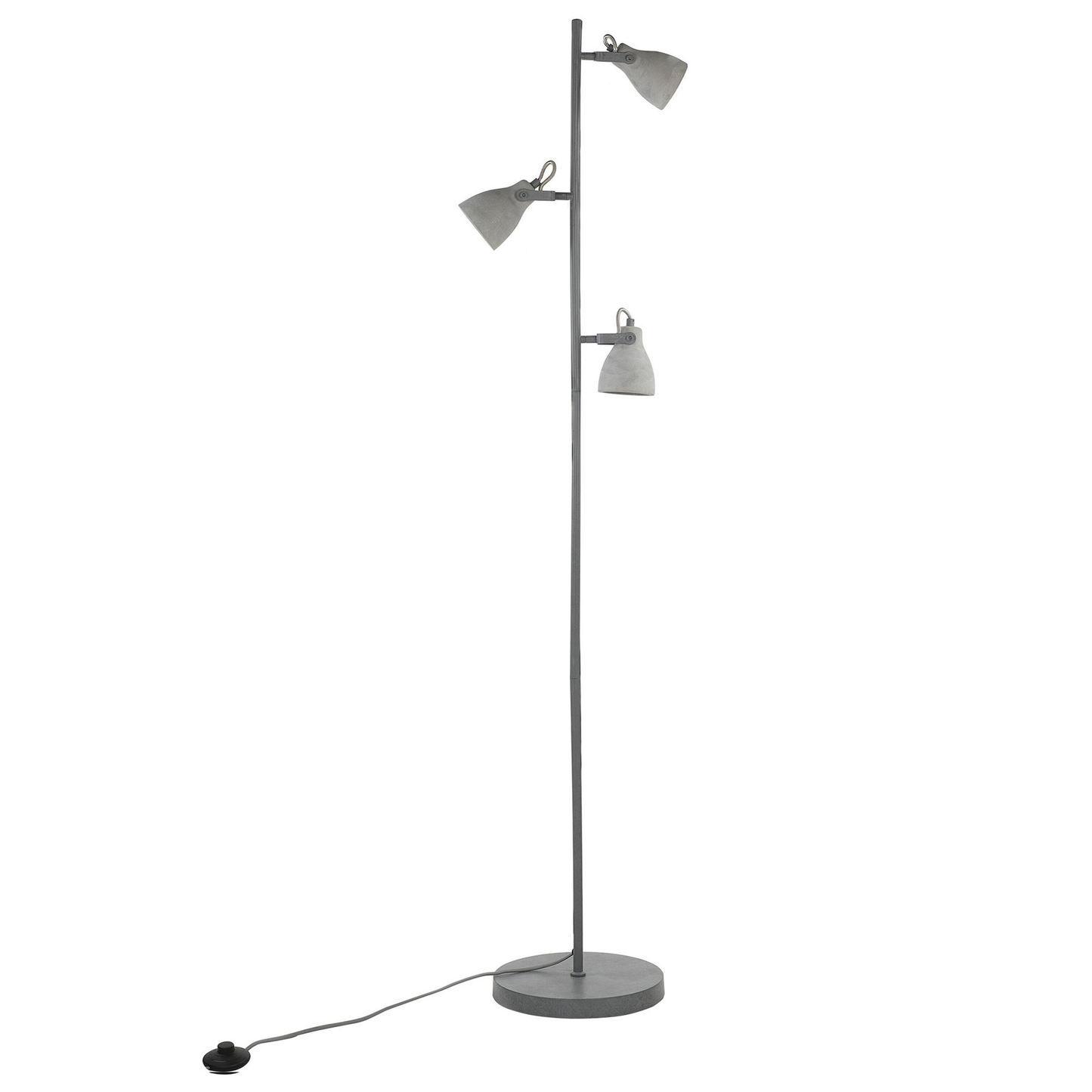 Floor Lamp 3 Light Grey Concrete 165cm Industrial