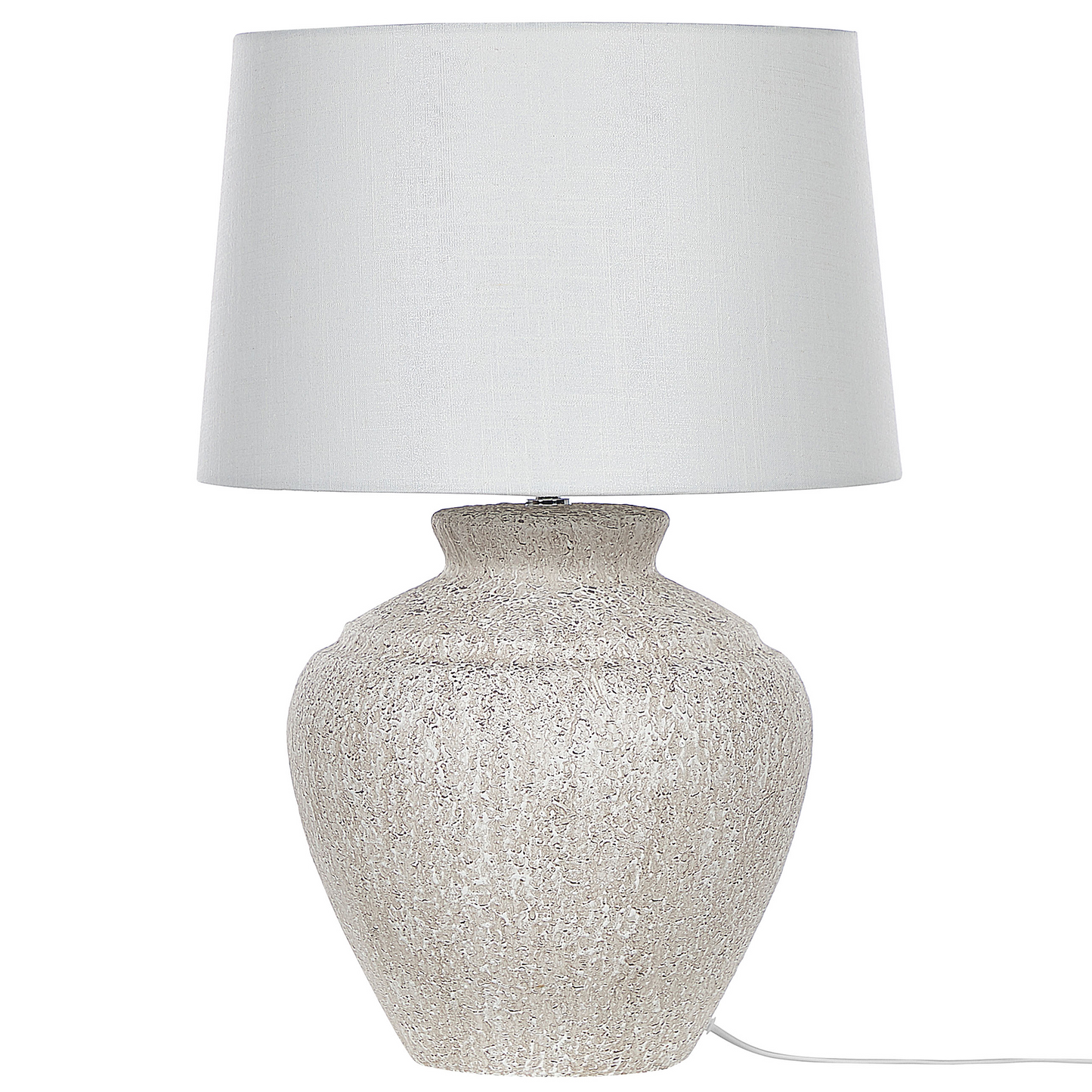Table Lamp Cream Ceramic Base Beige Fabric Shade Traditional
