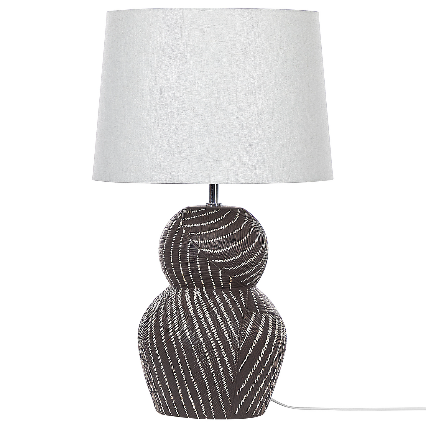 Table Lamp Black Ceramic Base 63cm White Fabric Shade