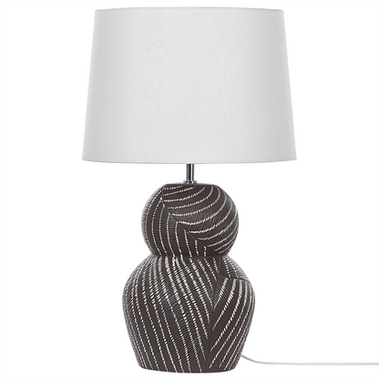 Table Lamp Black Ceramic Base 63cm White Fabric Shade