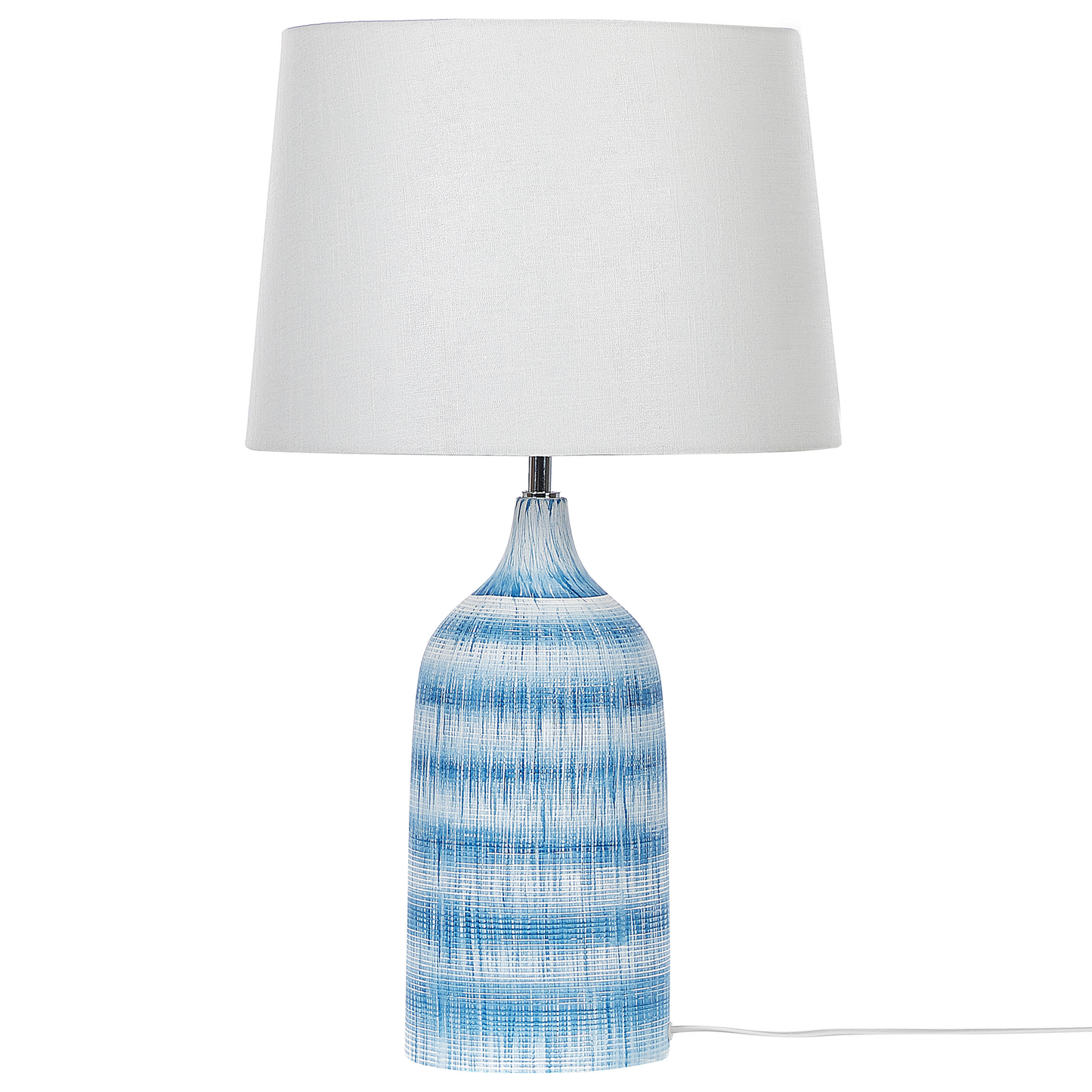 Blue Ceramic Base Table Lamp With White Fabric Shade 66cm Classic Bedside Light