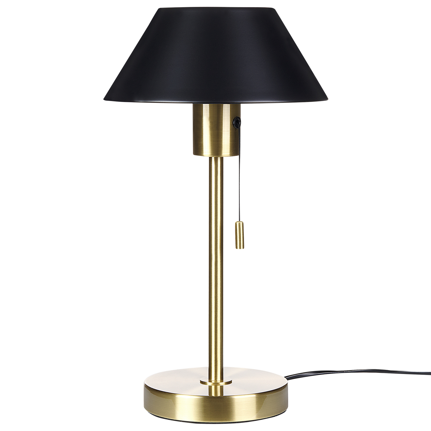 Table Lamp Black And Gold Iron Cone Shade With Pull Switch For Office And Study