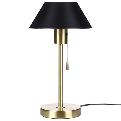 Table Lamp Black And Gold Iron Cone Shade With Pull Switch For Office And Study