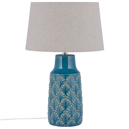 Sea Blue Grey Leaf Ceramic Bedside Lamp 55cm