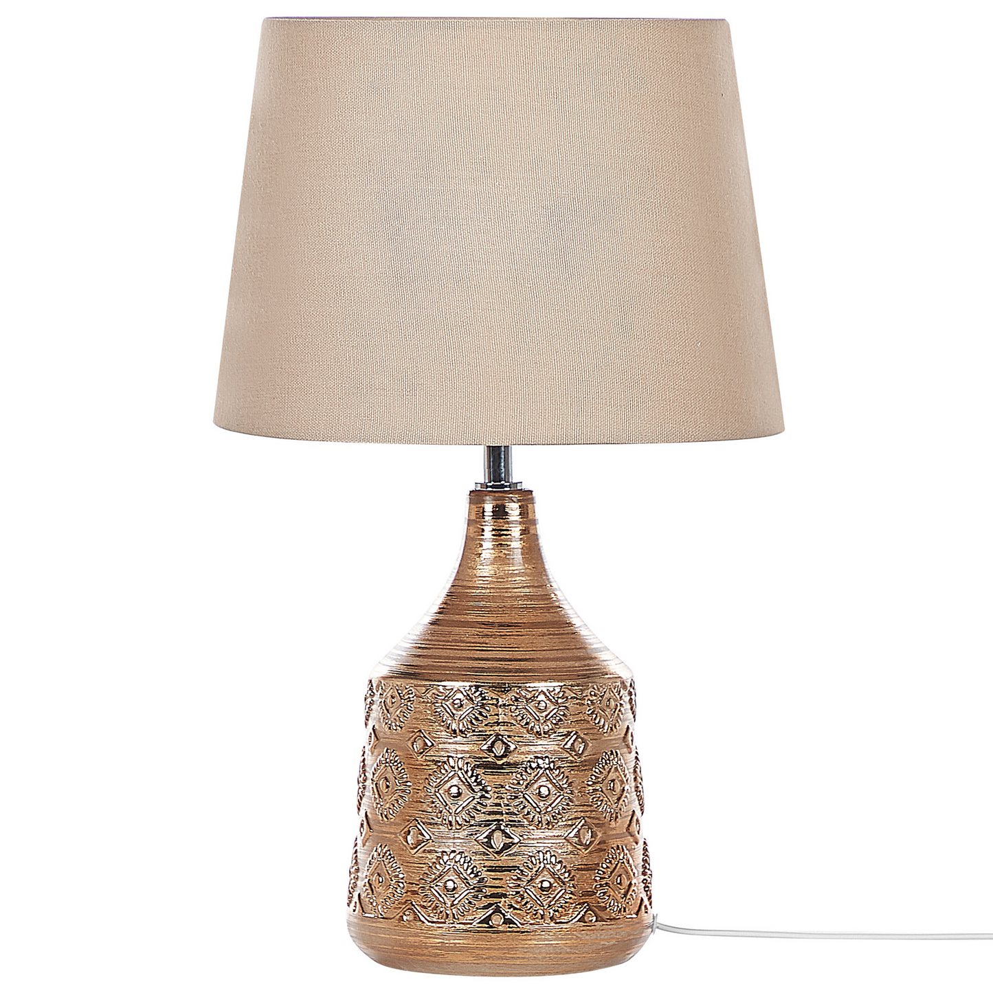Table Lamp Golden Brown Ceramic 47cm Geometric Beige Empire Shade