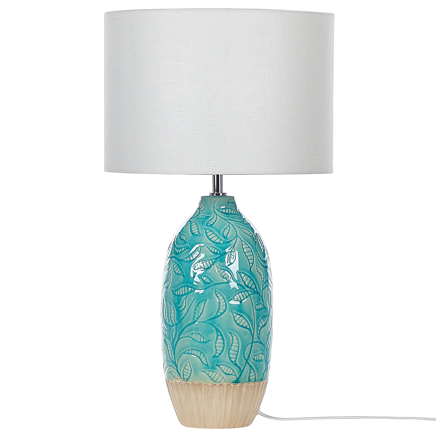 Turquoise Ceramic Table Lamp With Adorned Base
