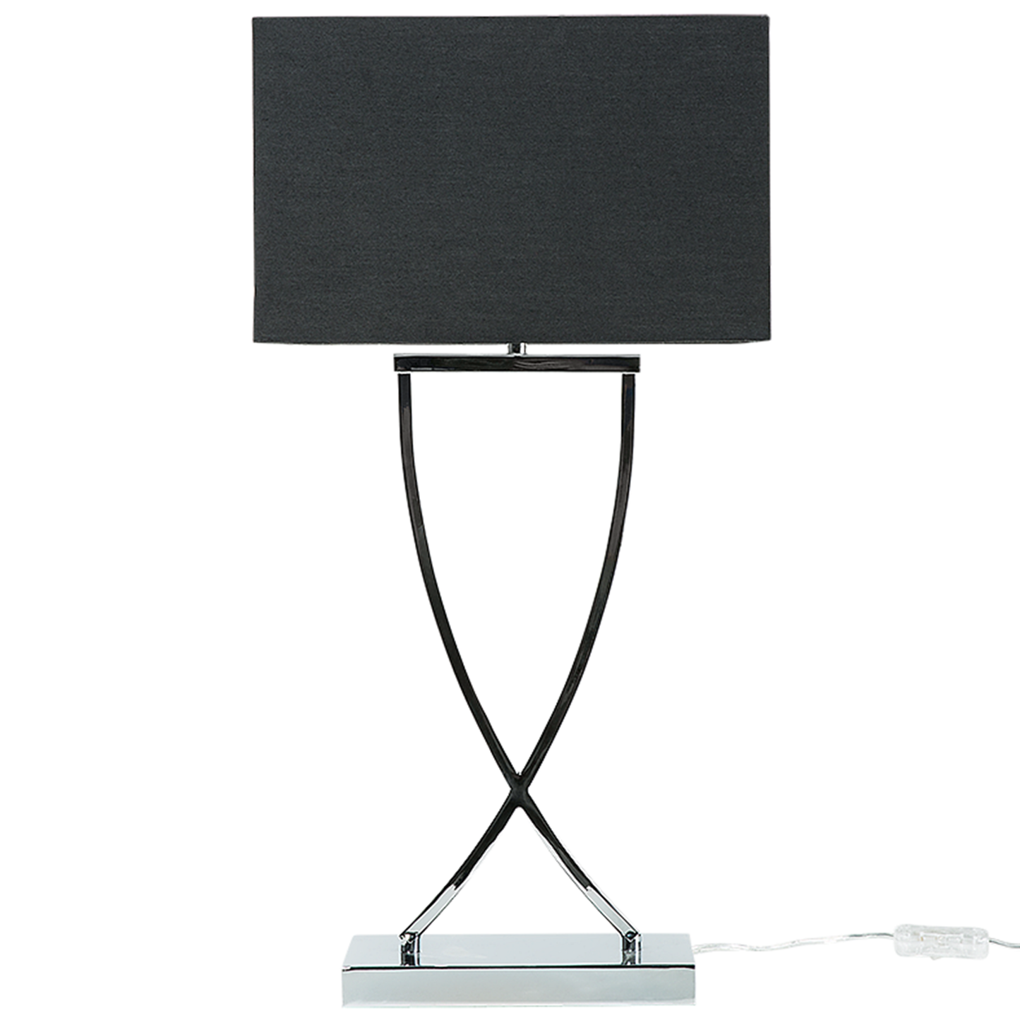 Table Lamp Silver Metal Helix Tube With Black Rectangular Shade 62H Cm Modern Living Room