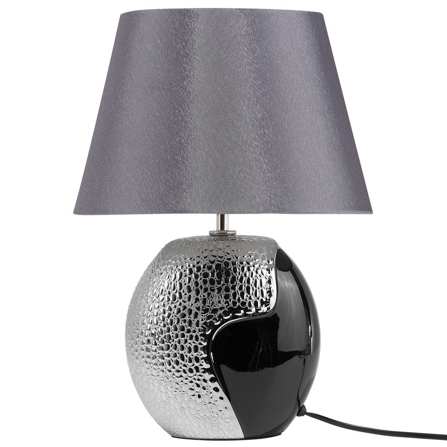 Table Lamp Silver Ceramic 42cm With Textured Base