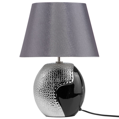 Table Lamp Silver Ceramic 42cm With Textured Base