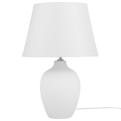 Ceramic Table Lamp White 52cm Empire Shade Retro Bedside