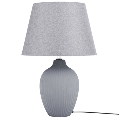 Grey Ceramic Table Lamp 52cm With Empire Shade Retro