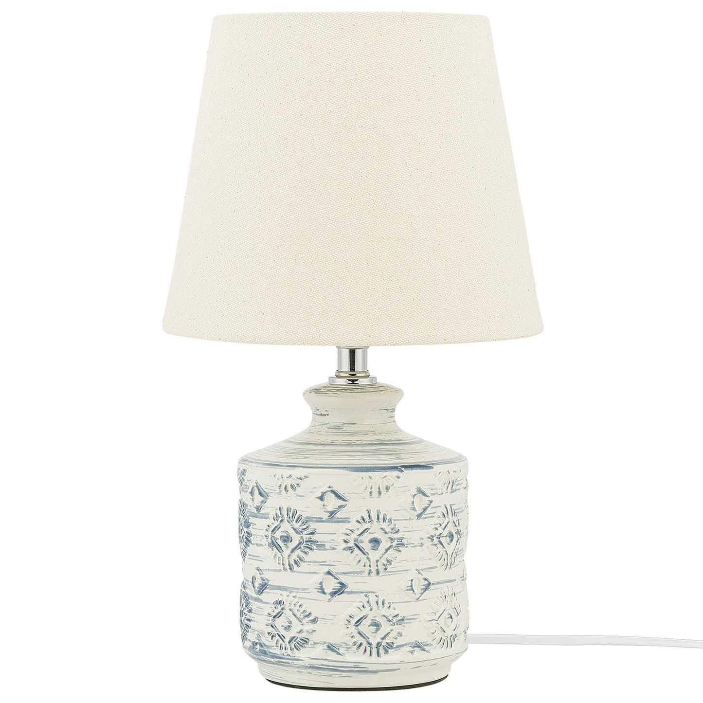 Beige and Blue Ceramic Base Table Lamp With Fabric Shade