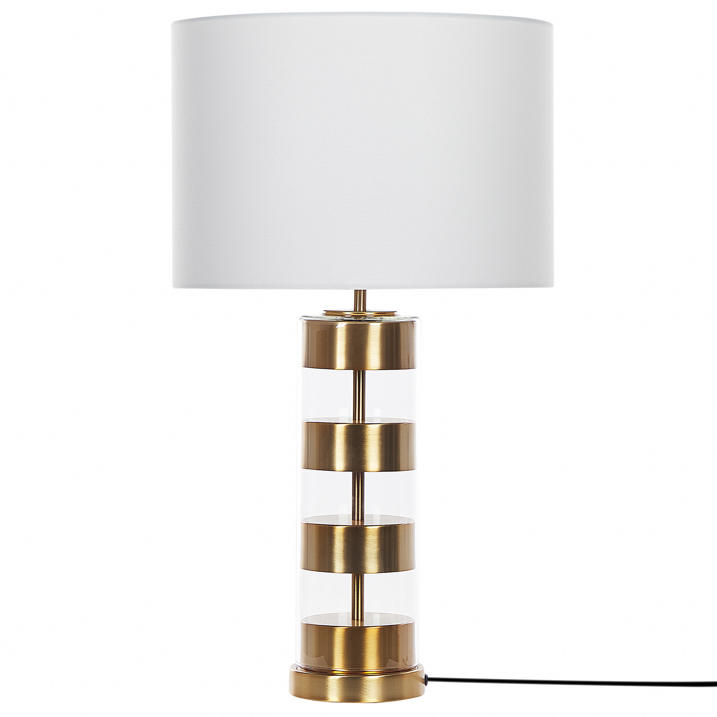 Table Lamp Gold Glass Base With White Drum Shade