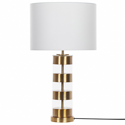 Table Lamp Gold Glass Base With White Drum Shade