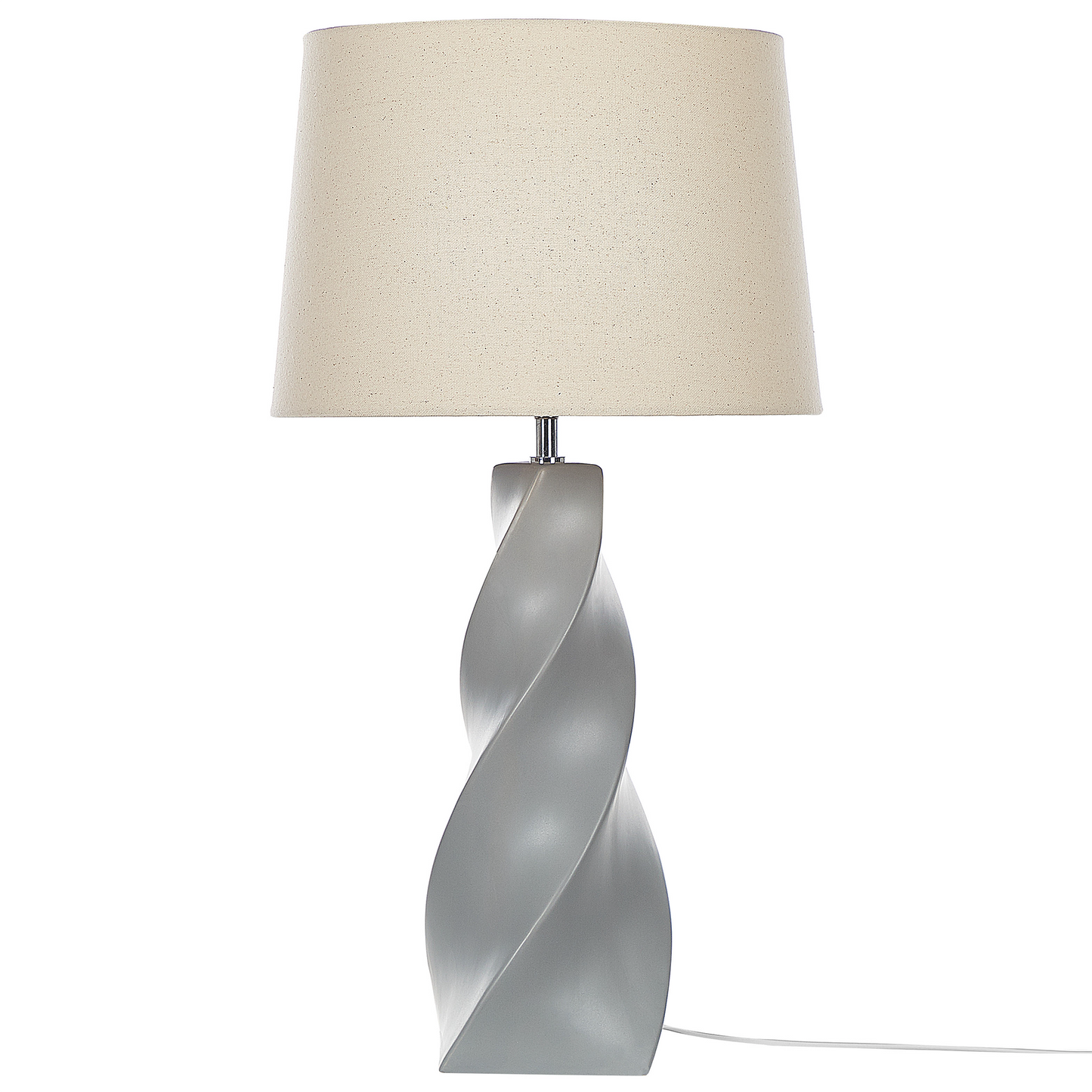 Grey Ceramic Table Lamp With White Fabric Shade 71cm Bedside Light Elegant Decor