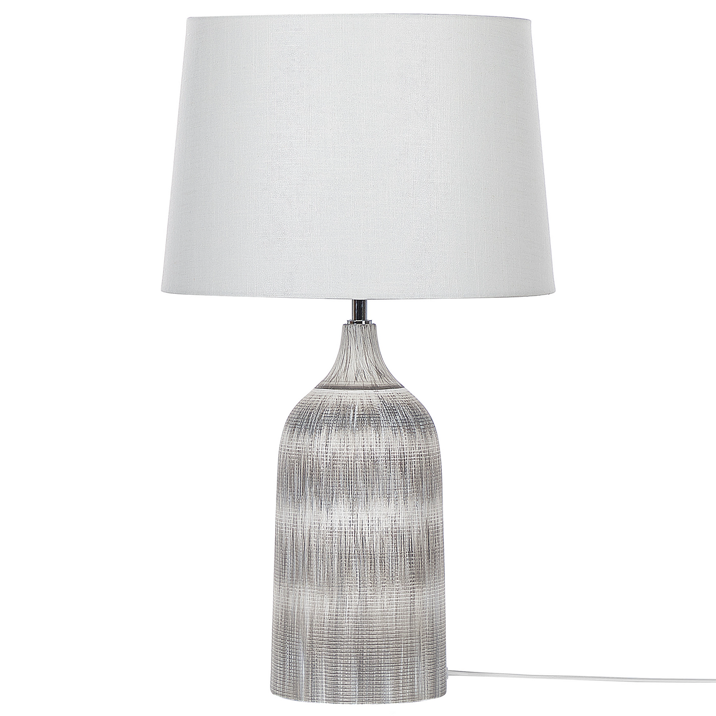 Scandi Grey Textured Ceramic Base Table Lamp 66cm White Shade