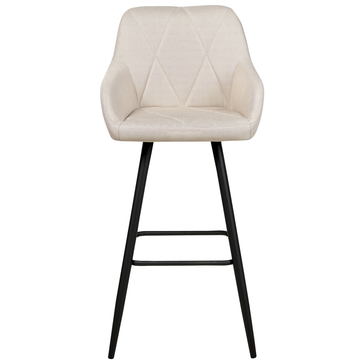 Bar Stool Set Of 2 Light Beige Upholstered With Arms Quilted Backrest
