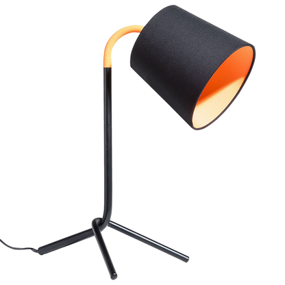 Table Lamp Black Orange Metal Tripod Base 42H Cm