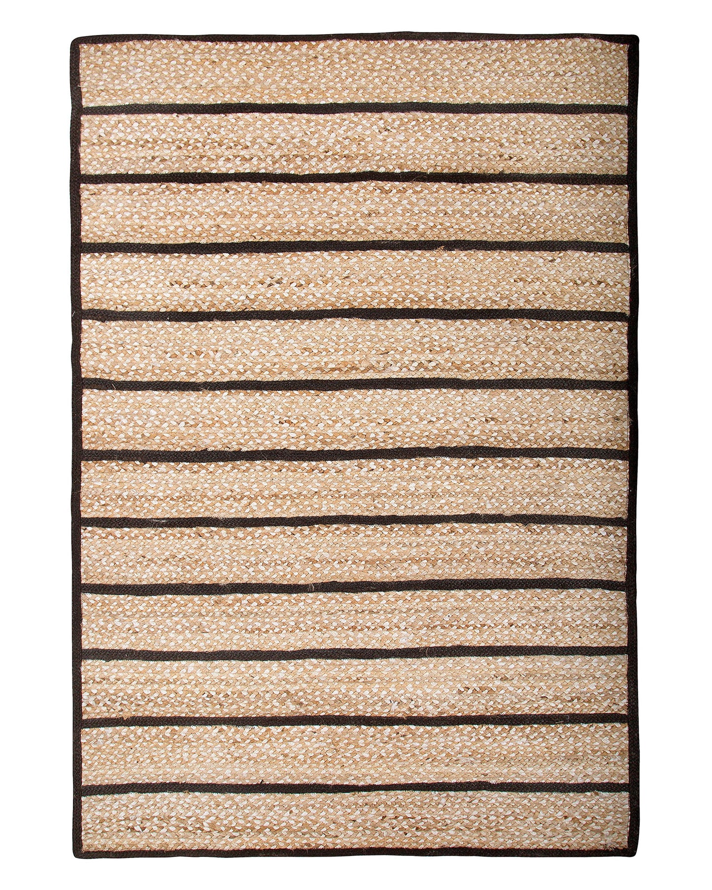 Area Rug Black Beige Cotton Jute 140 x 200cm Boho Rustic