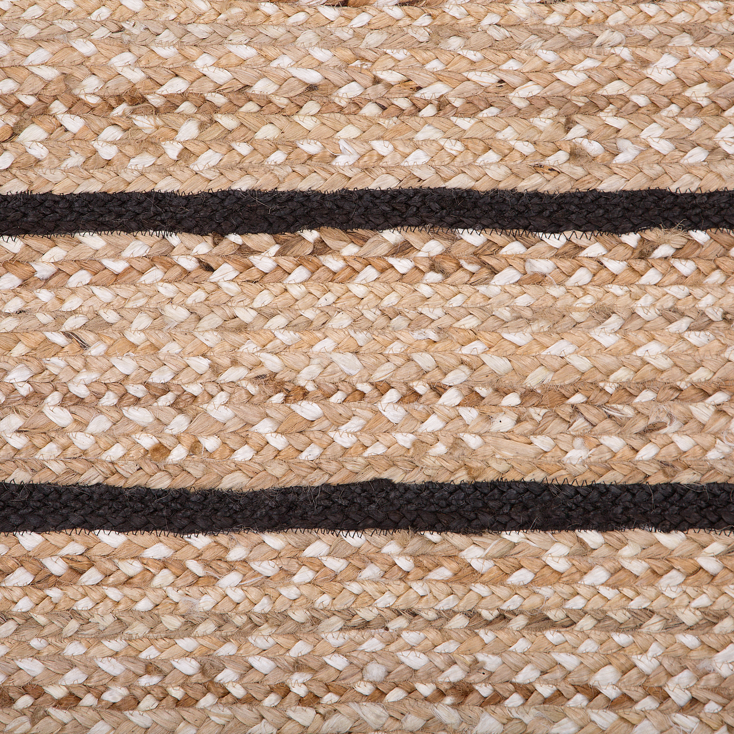Area Rug Black Beige Cotton Jute 140 x 200cm Boho Rustic