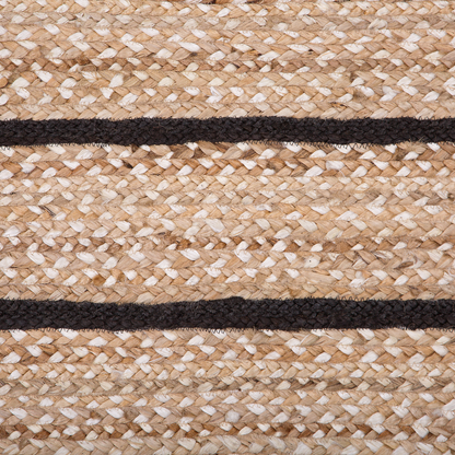 Area Rug Black Beige Cotton Jute 140 x 200cm Boho Rustic