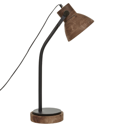 Dark Mango Desk Lamp With Black Base And Wooden Shade Classic Modern Home Lighting