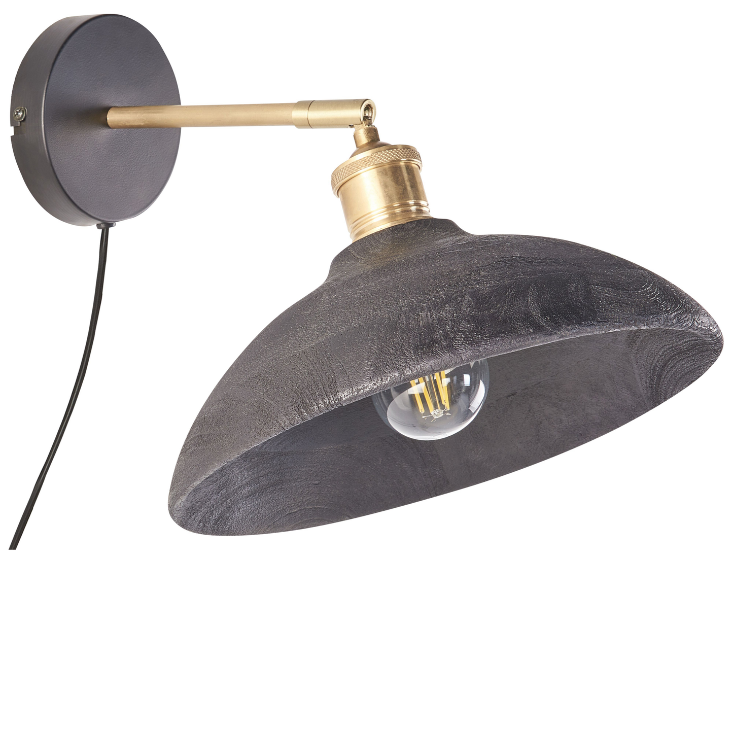 Studio Wall Lamp Black Brass Cone Shade Adjustable Rustic Modern Hanging Light