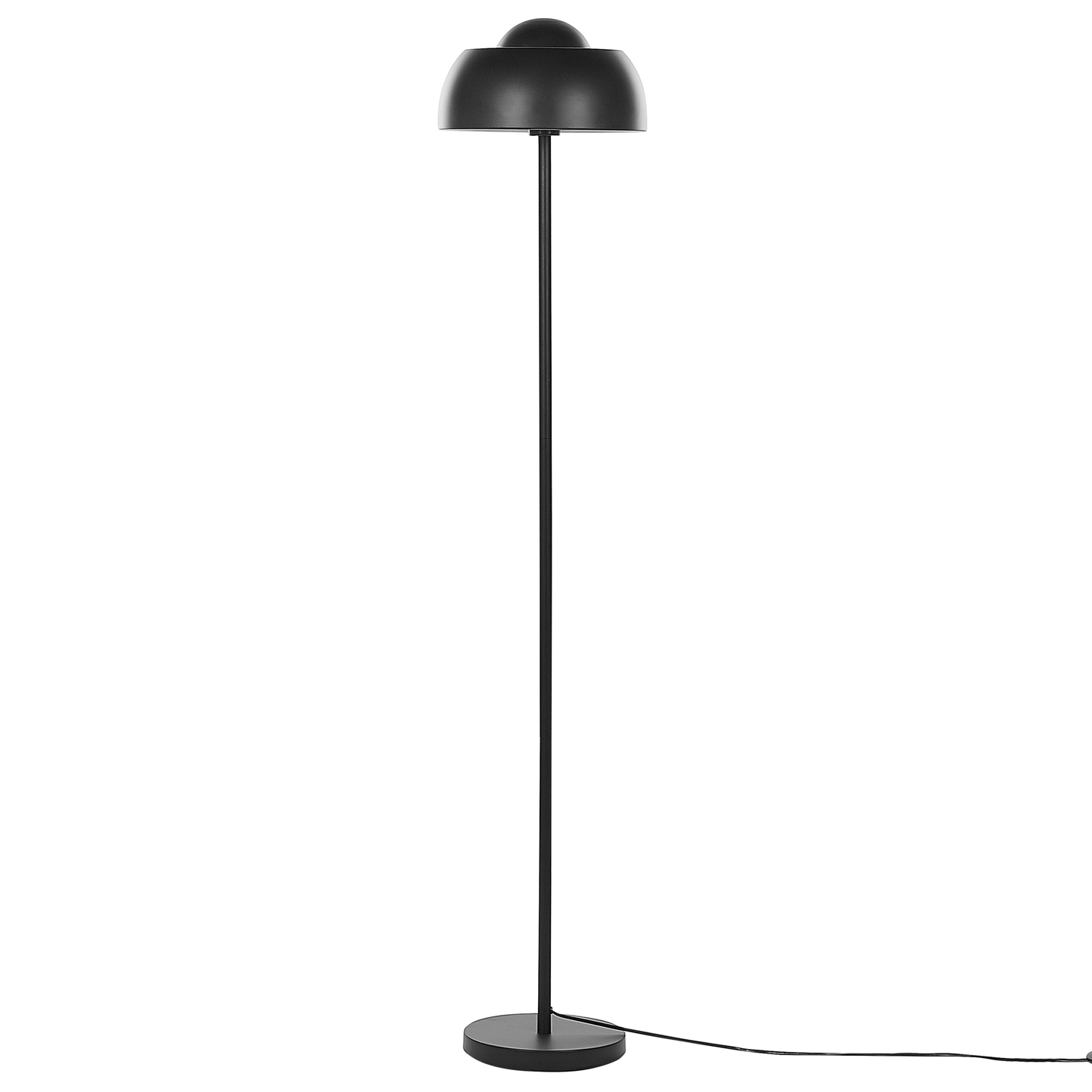Floor Lamp Black Metal Round Base Dome Shade Glam Ambient Lighting For Living Room