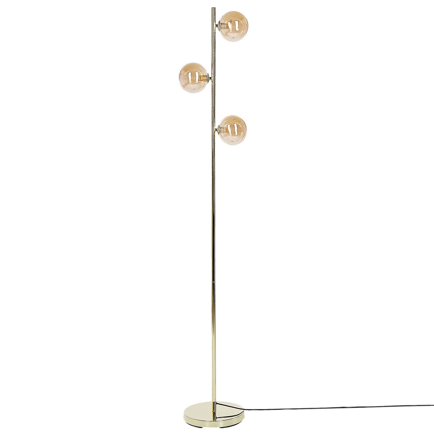 Floor Lamp Gold Steel Glass 3 Round Smoked Shades Modern Glam Living Room Lighting