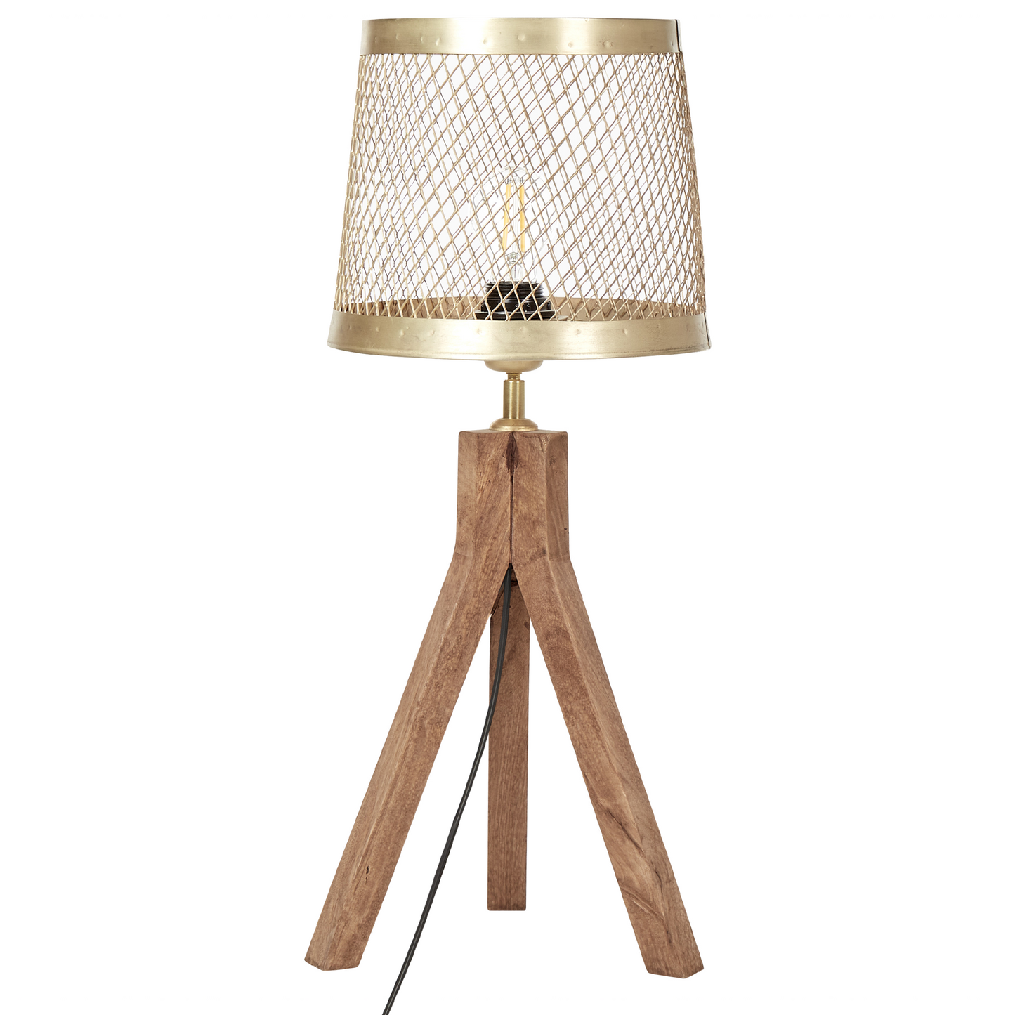 Studio Table Lamp Dark Mango Wood Brass Iron Shade