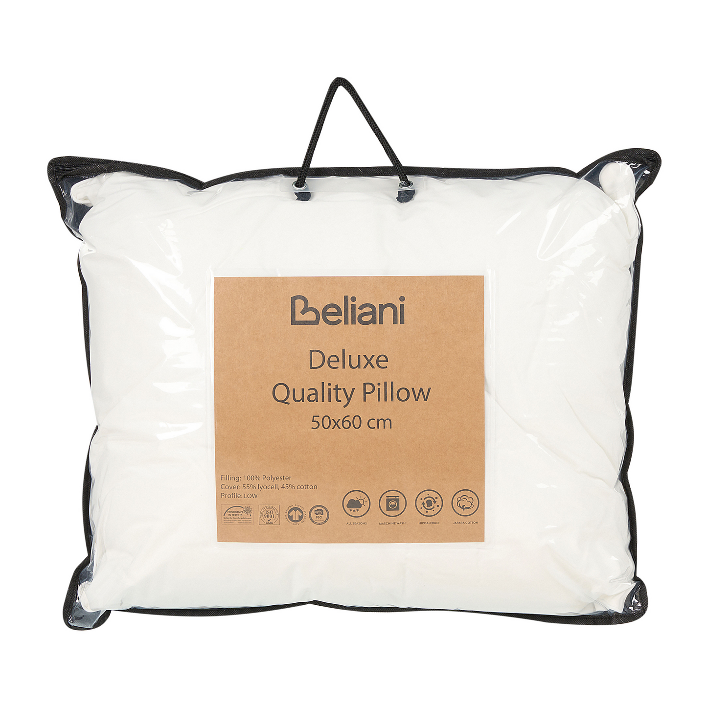 Sweet Dreams Bed Pillow White Lyocell Japara Cotton 50 By 60cm Low Profile Cushion With Recycled Polyester Filling