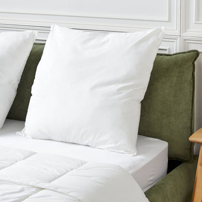 White Bed Pillow 80 x 80cm Low Profile Japara Cotton Lyocell Cover Recycled Polyester Filling