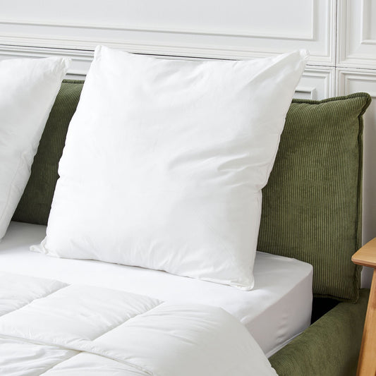 White Bed Pillow 80 x 80cm Low Profile Japara Cotton Lyocell Cover Recycled Polyester Filling