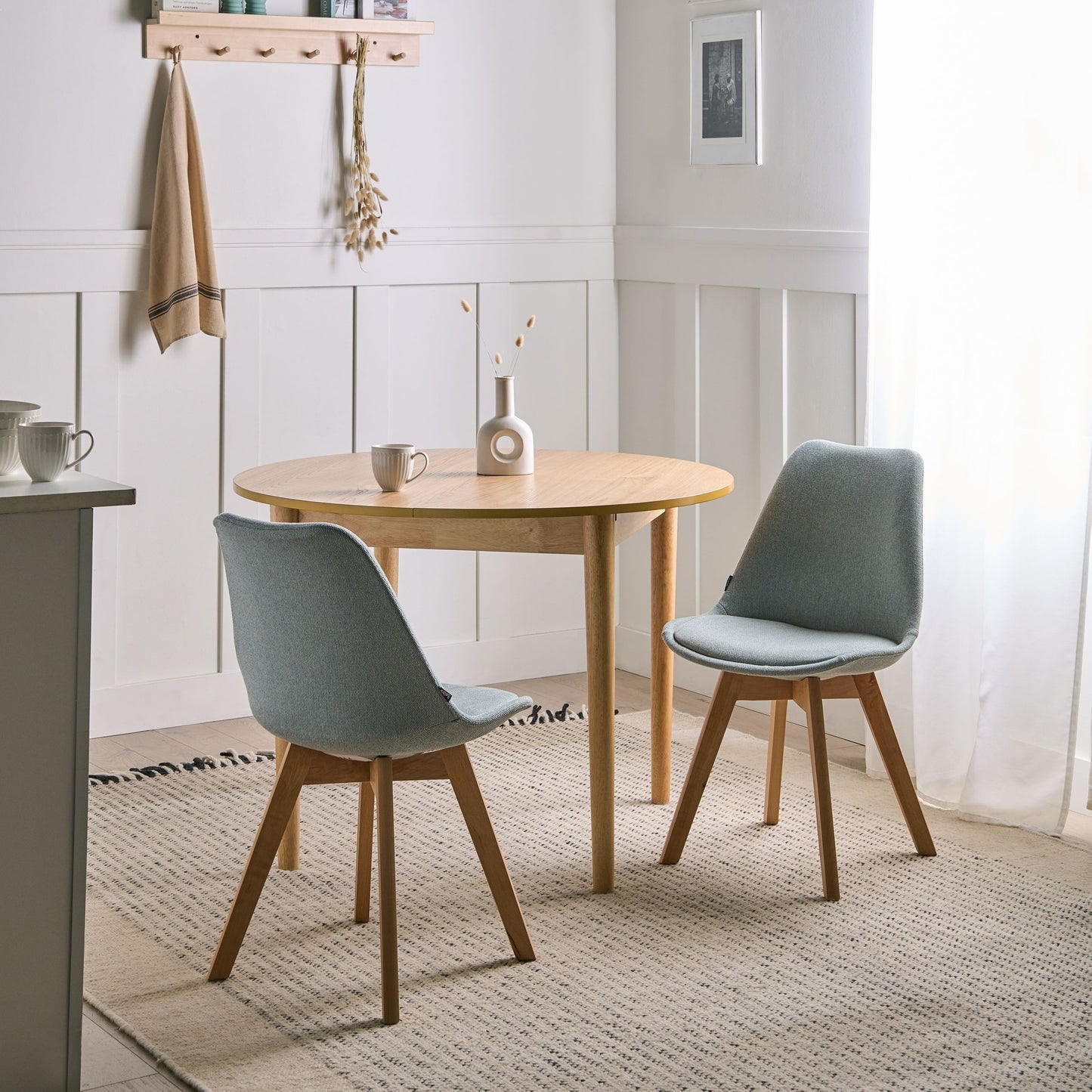Mint Green Dining Chairs Set Of 2 With Padded Upholstery