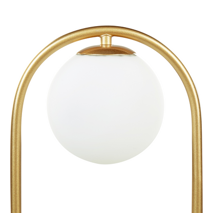 Table Lamp Gold Glass Shade Iron Rod Frame Modern