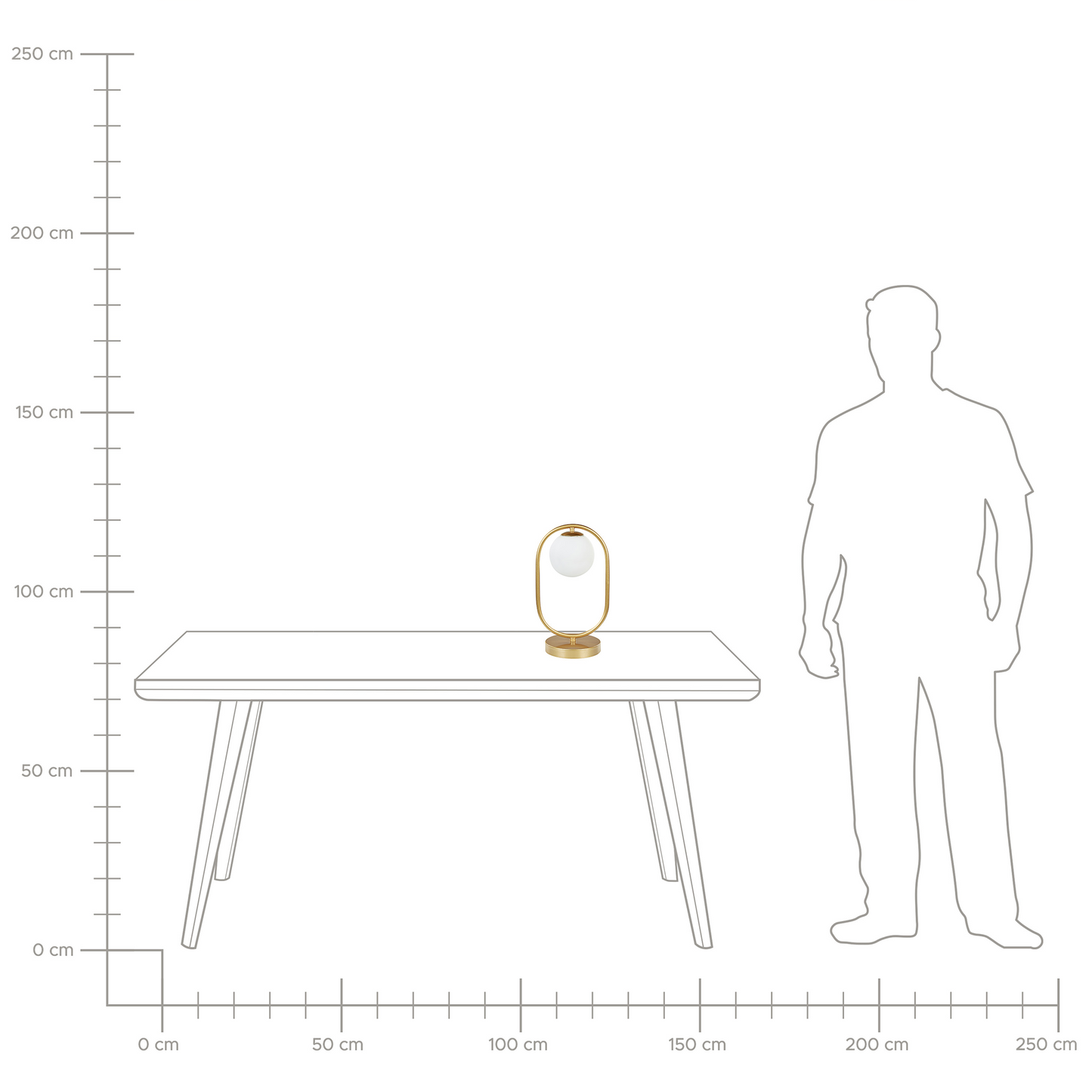 Table Lamp Gold Glass Shade Iron Rod Frame Modern