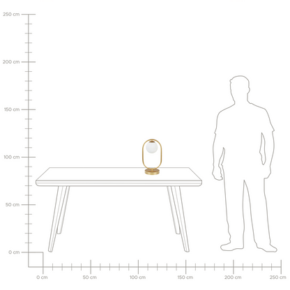 Table Lamp Gold Glass Shade Iron Rod Frame Modern