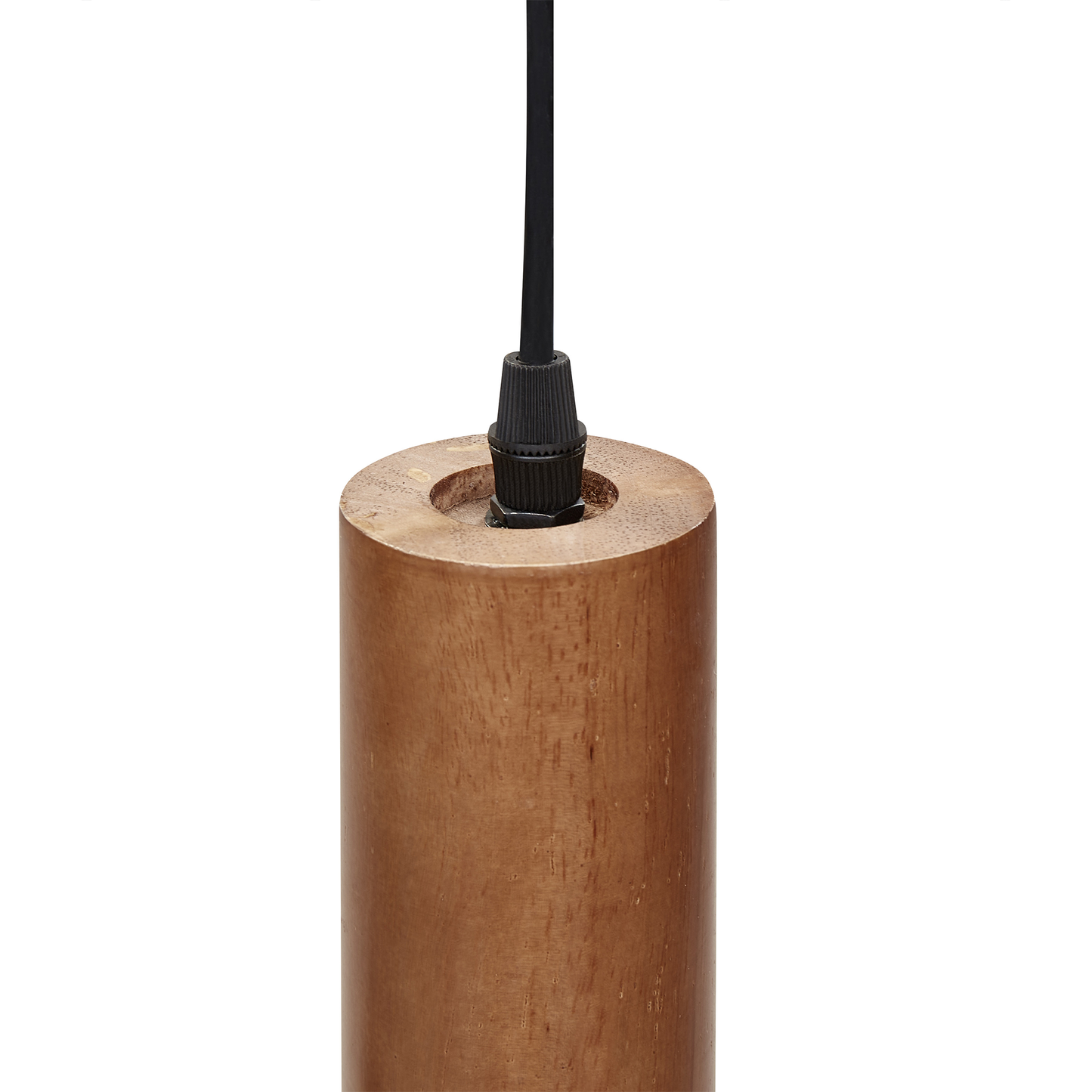 Oak Iron Hanging Lamp 4 Light Dark Brown Oak Wood Shade Iron Base
