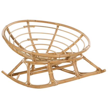 Rocking Chair Natural Rattan Beige Cushions Indoor Outdoor
