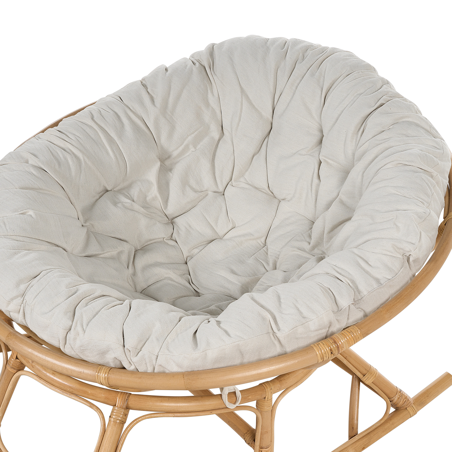 Rocking Chair Natural Rattan Beige Cushions Indoor Outdoor