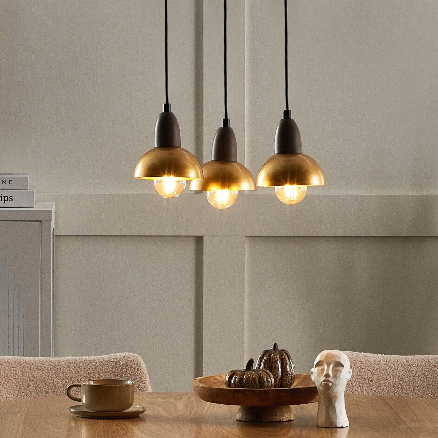 Brass 3 Light Hanging Lamp Pendant With Iron Base