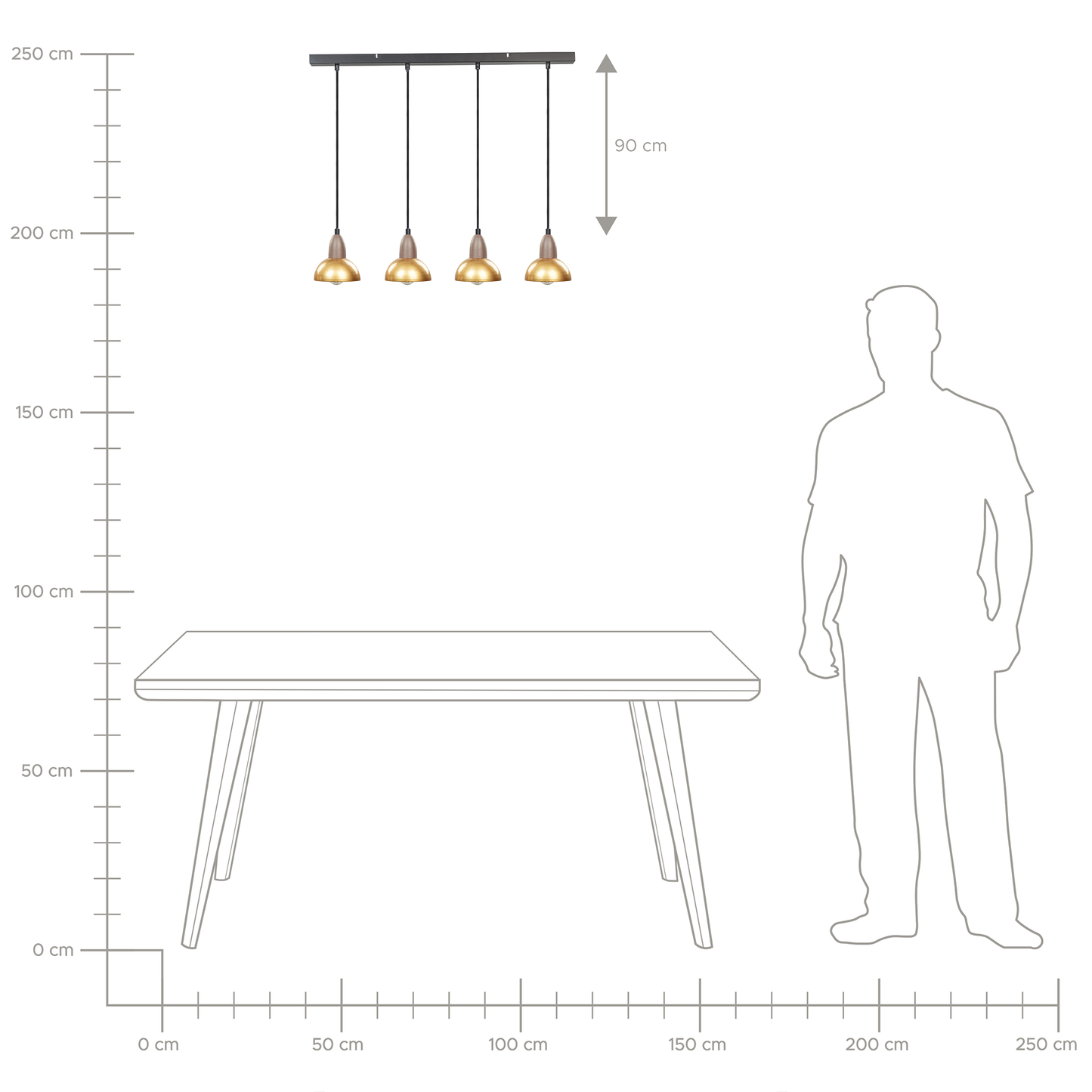 Brass Iron Pendant Lamp 4 Light Living Room Dining