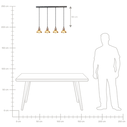 Brass Iron Pendant Lamp 4 Light Living Room Dining