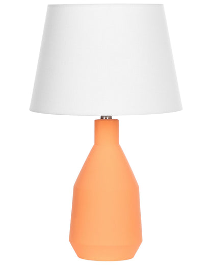 Table Lamp Orange Ceramic Base Linen Shade 53cm
