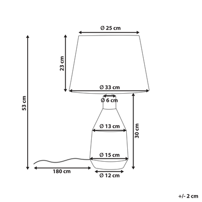 Table Lamp Orange Ceramic Base Linen Shade 53cm